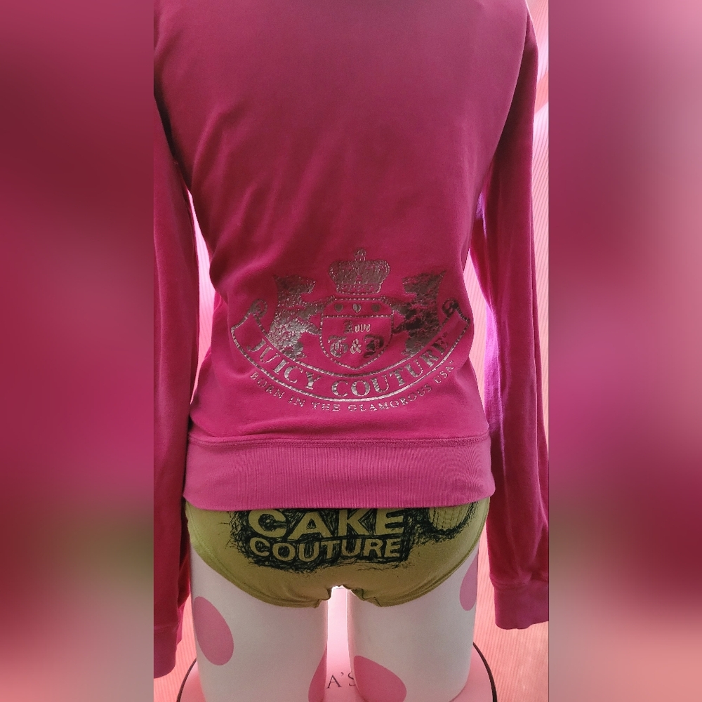 Vintage Juicy Couture Pink Velour Scottie Dog Sweater